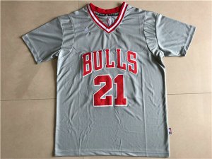 Maillot De Basket Chicago Bulls Jimmy Butler21 Manches Courtes Ash